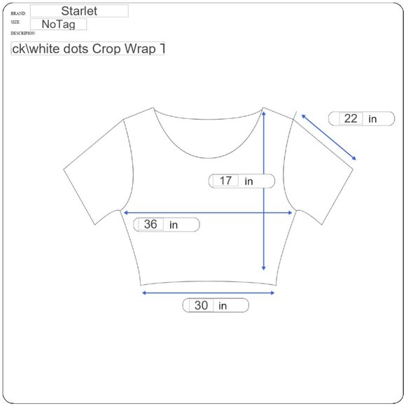 Starlet Black with White Dots Wrap Crop Top in Size Medium - Picture 6 of 6